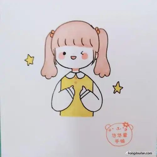 10张可爱的小女生卡通简笔画-红豆饭小学生简笔画大全