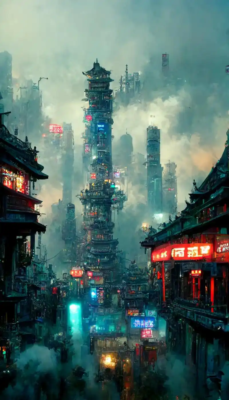 中式赛博朋克.中国风赛博朋克城市#今日壁纸 #ai绘画#图文 - 抖音