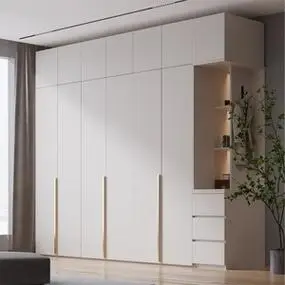 意式轻奢平开门衣柜 卧室家用简约现代免漆板组合带梳妆台大衣橱