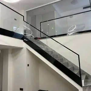 宁波侧装窄边玻璃扶手铝合金u型卡槽别墅玻璃固定不锈钢楼梯包边