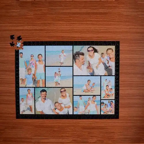 黑色10张拼贴照片拼图,18 x 24英寸拼图,500或70片个性化照片拼图
