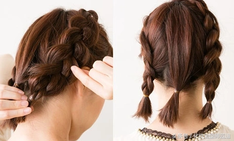 很简单,首先将头发编一个麻花辫,用头绳绑好后,再轻轻地拉一拉辫子,使