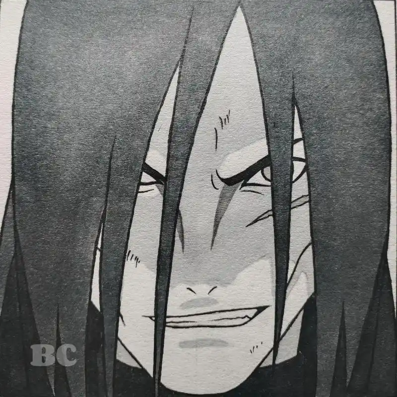 大蛇丸 #手绘教程 #黑白画 #临摹 - 抖音