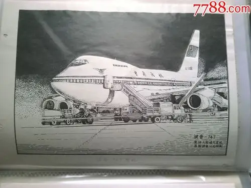 飞机民航客机钢笔画原作-素描/速写-7788收藏__收藏热线
