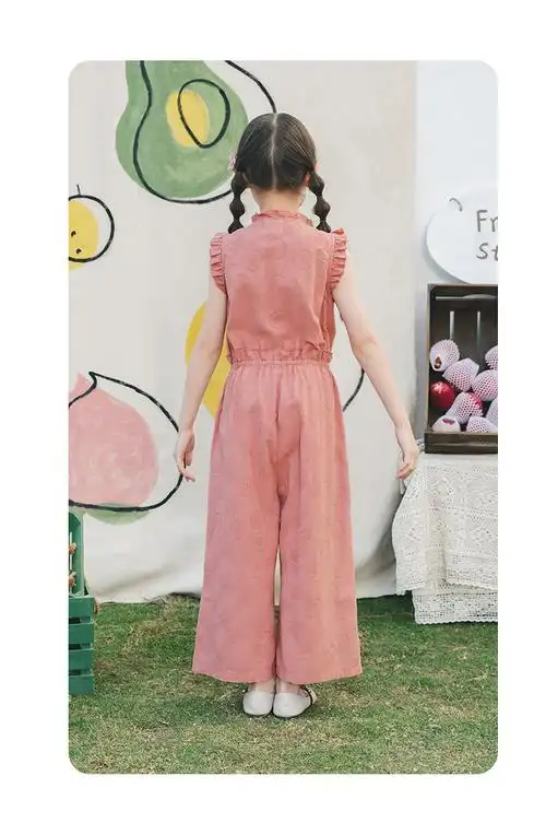 茵曼童装女童连体裤2020夏季新款中大儿童小女孩无袖宽松连衣长裤