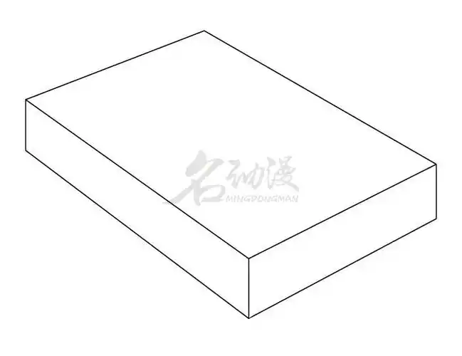 要点一:首先绘制一个立体透视的扁长方体出来,作为日式便当盒的外轮廓