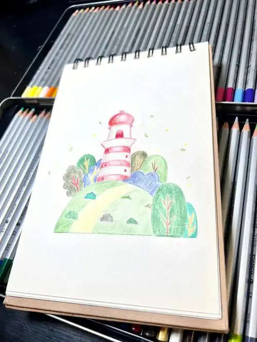 彩铅画临摹no1灯塔