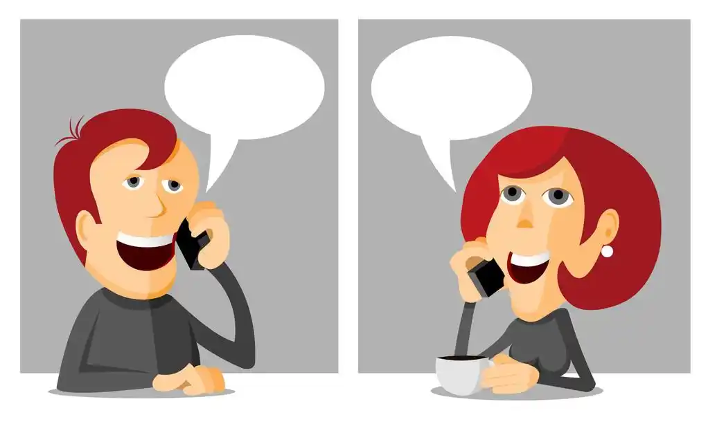 男人和女人打电话,电话的男人,女人打电话,卡通矢量图