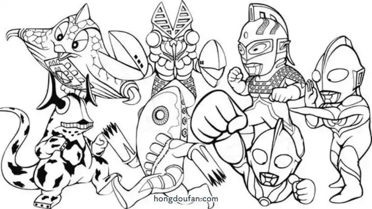 可爱的奥特曼打怪兽简笔画