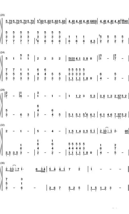 冬眠钢琴简谱-数字双手-司南2