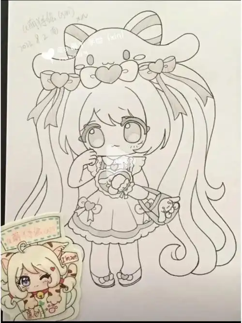 原创@a 萌丫 手绘(xin)不喜勿喷,模仿萌丫画画√,#迷你世界  #简笔画