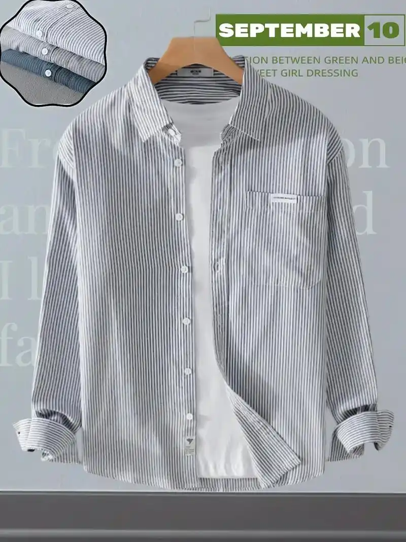 高级痞帅竖条纹衬衫.帅哥们,春夏季可穿的条纹衬衫,上身时尚潮 - 抖音
