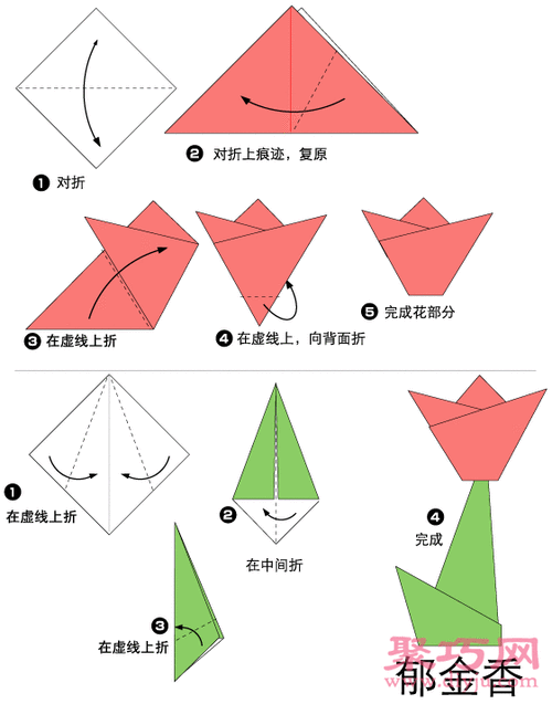 幼儿郁金香折纸方法教程带图解步骤