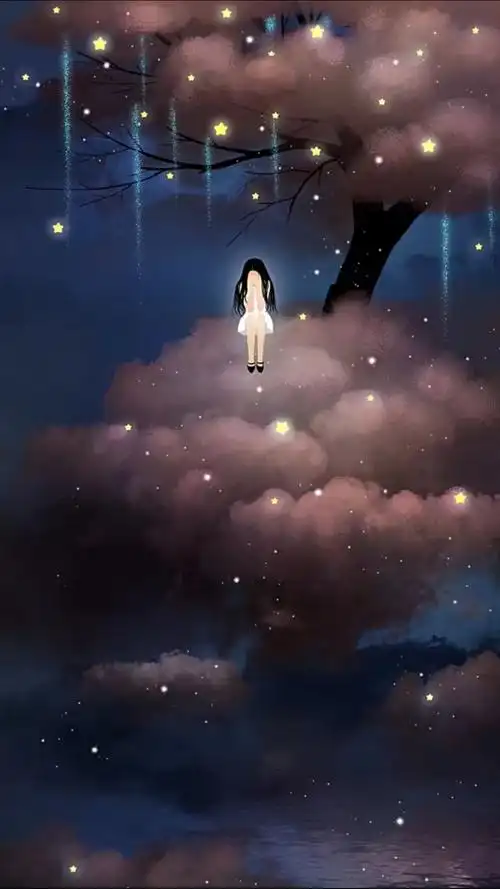 唯美梦幻清新插画平铺