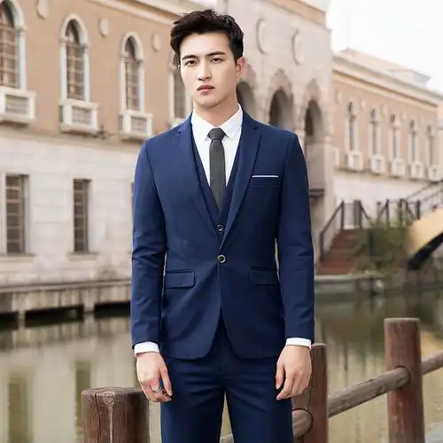 骄克雄狮(jankeleone)西服套装男三件套正装职业商务西装男新款售楼部