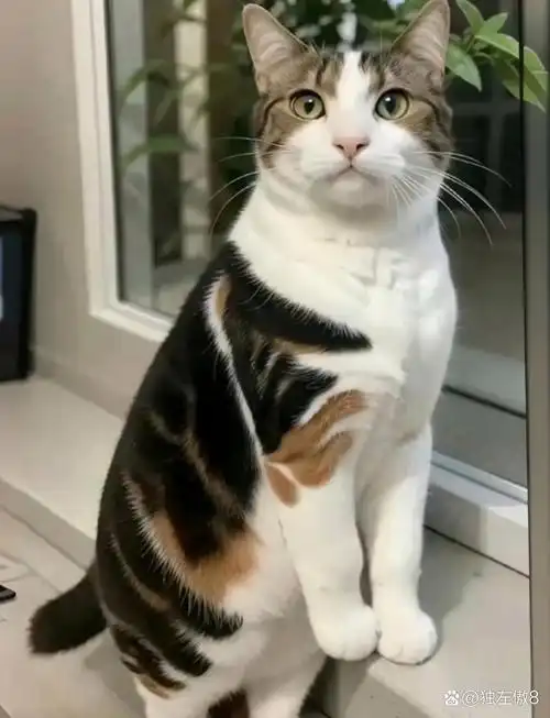 原来是她家那只萌态可掬的猫咪,正瞪着圆溜溜的大眼睛,一脸呆