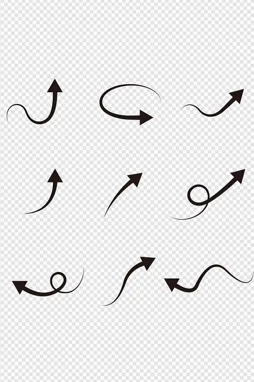 弯曲尾巴小箭头小图标指示方向免扣元素