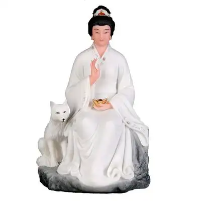 狐仙娘娘神像汉白玉道教天师府灵仙九尾狐摆件佛像供奉真身开光