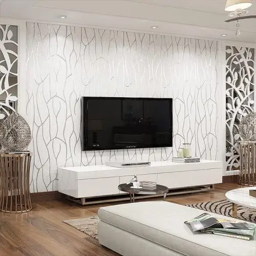本木客厅电视背景墙纸现代简约卧室无纺布壁纸3d影视墙家装素色