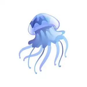 水母, 美丽的浅蓝色海洋水下生物生物向量插图照片