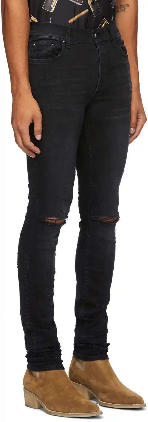 gsu海外代购秋冬amirishotgun黑色破洞男士牛仔裤牛仔裤