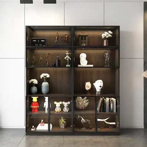 意式极简玻璃门翻门展示柜储物柜定制玩具手办柜乐高定做模型柜