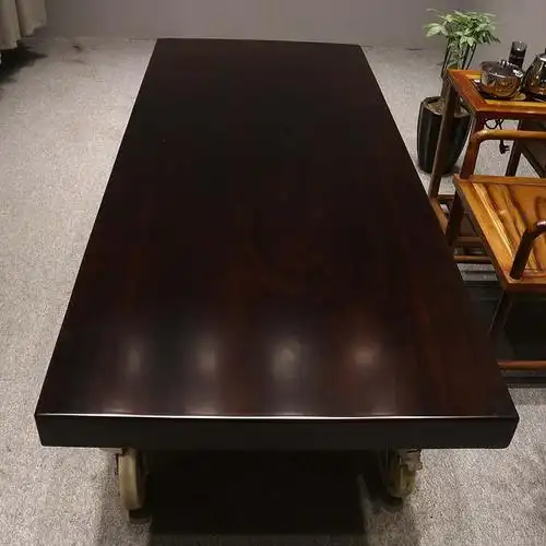 奥坎黑金檀黑檀实木大板桌原木茶桌茶台办公会议桌