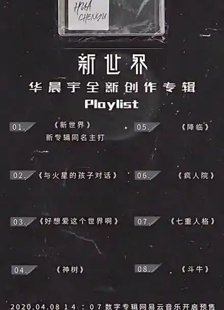 华晨宇 新专辑歌单公开 华晨宇《新世界n.