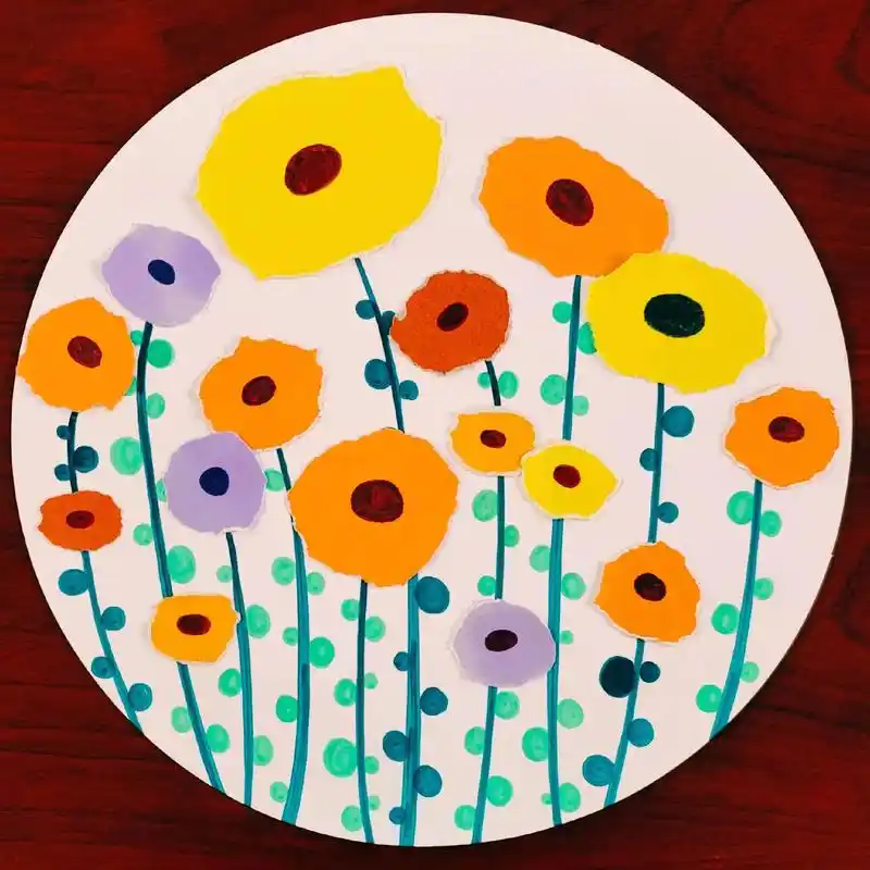 撕纸粘贴画春天的花超级简单尝试做做吧