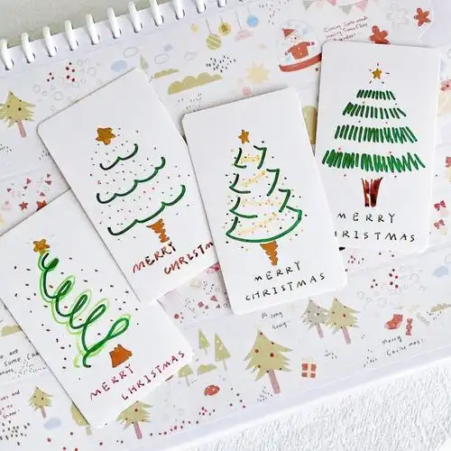 77羊0871圣诞手绘小卡diy圣诞贺卡