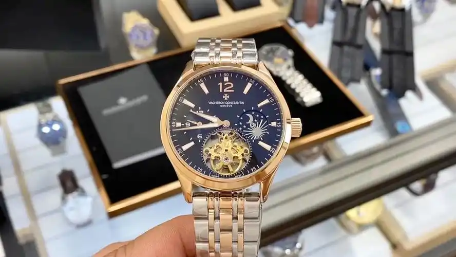 陀飞轮日月星辰玫瑰金男士手表