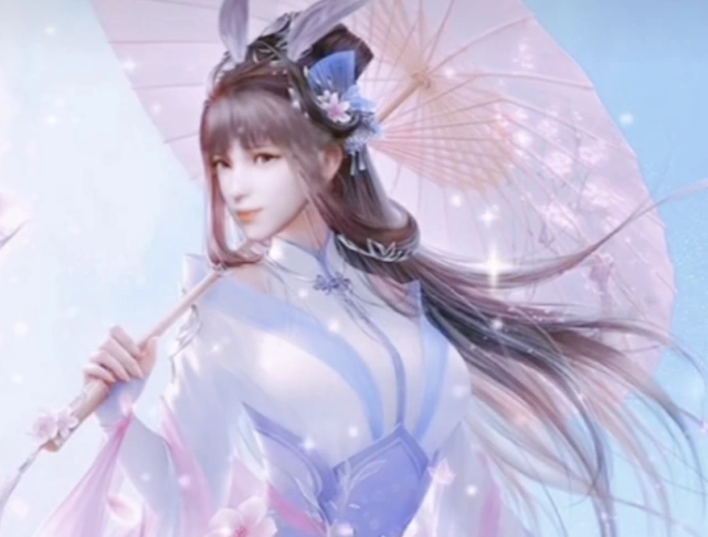 斗罗大陆古风小舞形象公开手持花伞身穿粉色桃花裙太美了