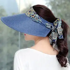 帽子女夏天户外运动跑步骑车空顶大帽檐防晒太阳帽休闲平檐大檐