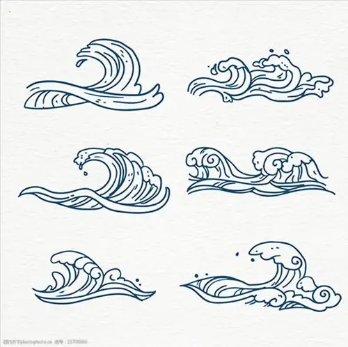 六款手绘风格浪花海浪