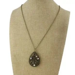 新款古金色镂空毛衣链特价长款宫廷项链嵌入珍珠项链坠标24美金kn