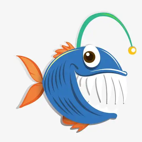 矢量手绘时尚卡通灯笼鱼