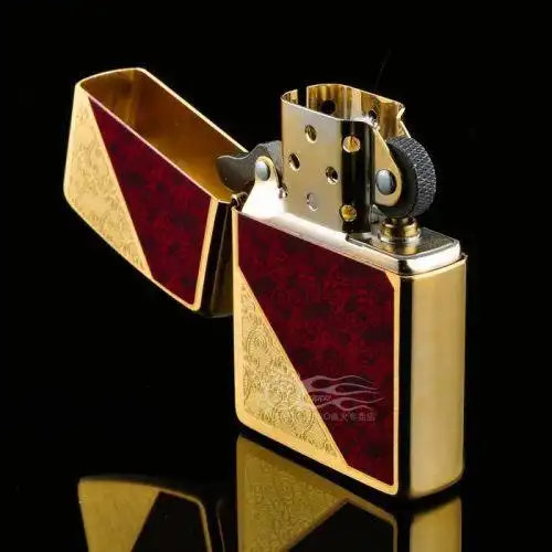 打火机zippo正版纯铜正品原装美国斜角富贵花限量zppo芝宝礼物