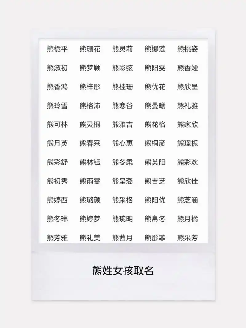 熊姓宝宝女孩名