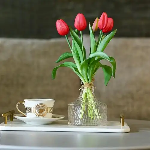 郁金香仿真花高档pu单支白色假花ins北欧风卧室内客厅装饰摆设件