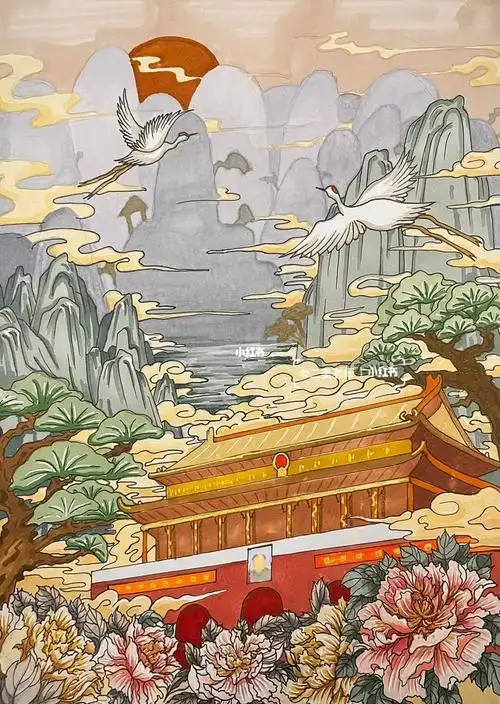 国庆节手抄报手抄报马克笔中国风手绘