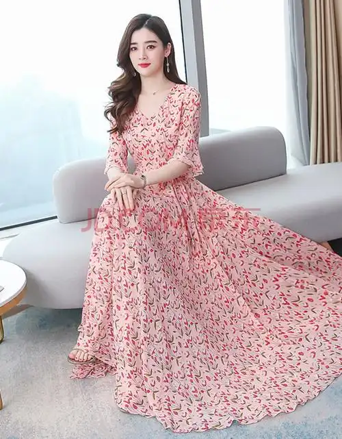 2020夏季新款长款过膝大摆休闲收腰显瘦大摆长裙防香云纱真丝清仓正品