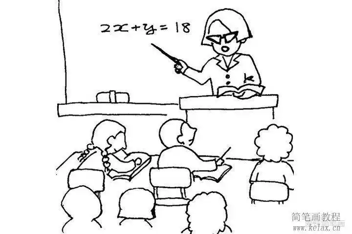 老师简笔画正在给我们上课的老师是怎么画的呢教室上课场景简笔画教室