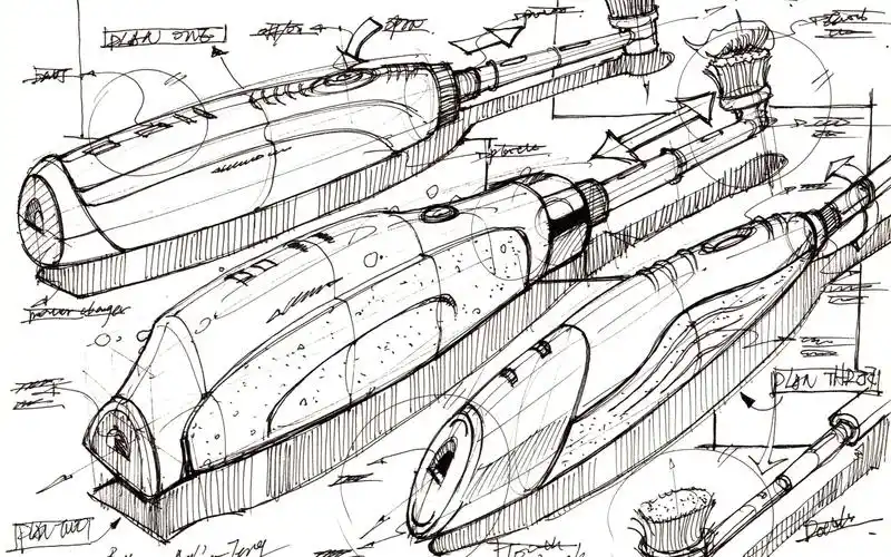 【工业产品设计手绘】原创电动牙刷造型设计线稿快速表达(2p)_哔哩