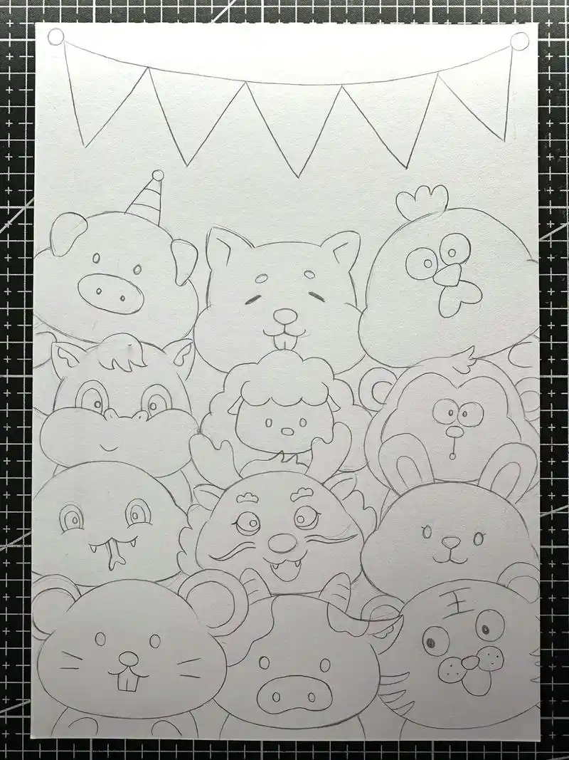 十二生肖简笔画 12生肖动物绘画过程教程～快来一起画吧～!# - 抖音