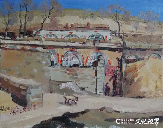 2022赵福 油画《正月的托县黑城村》100×80 2019赵福《清水河春节
