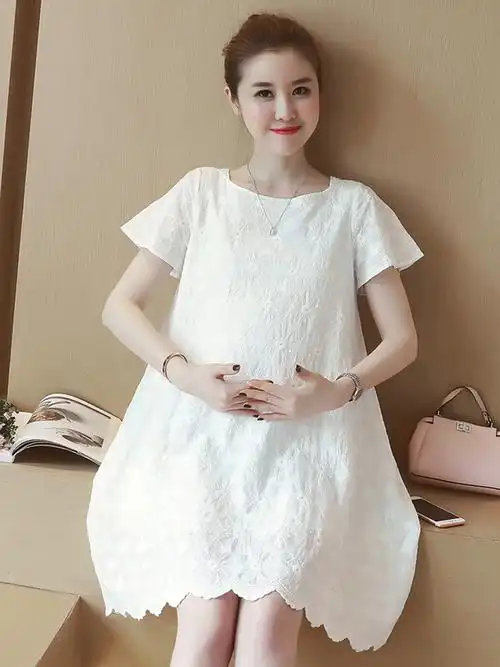 孕妇装夏装时尚上衣纯棉孕妇连衣裙夏中长款孕妇裙子a字裙娃娃裙
