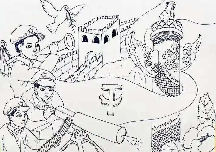 永记历史,不忘初心方得始终#爱国主义 #爱国爱党主题绘画  #童心向党