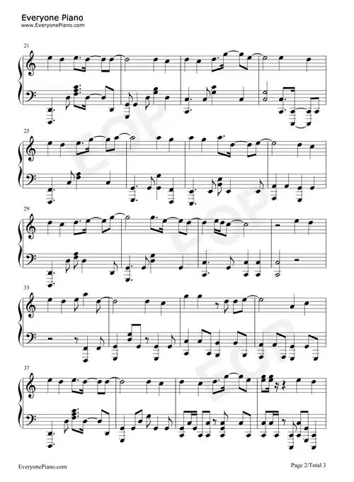 少年中国说-c调简单版五线谱预览2