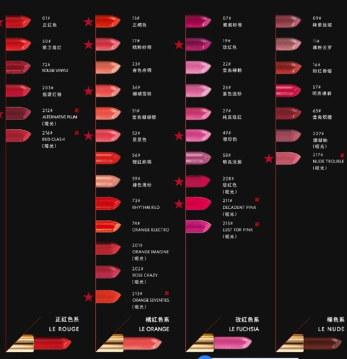 ysl 方管口红色号大全如果把口红比作服装,那么ysl的方管口红一定是