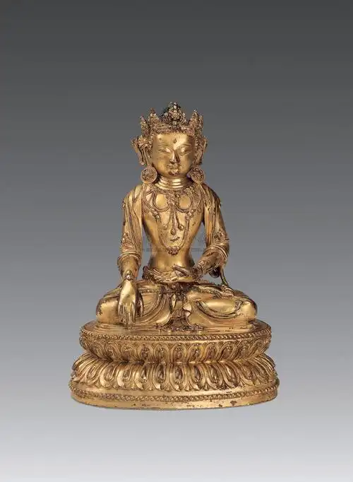 0200 明永乐 铜鎏金宝冠释迦牟尼佛像